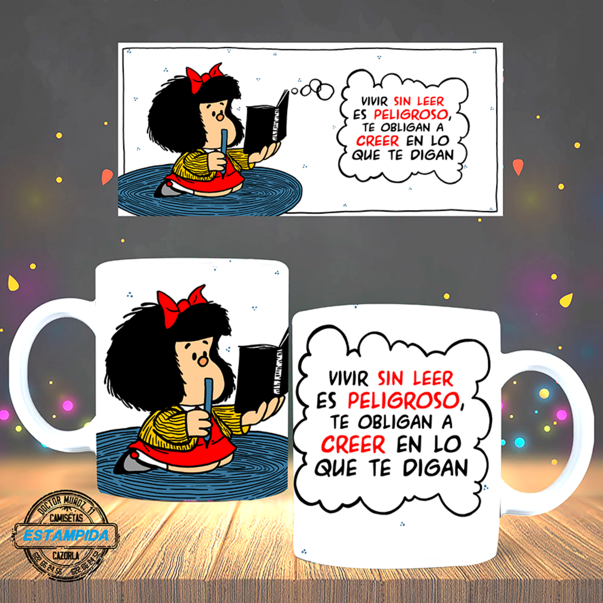 TAZA MAFALDA VIVIR SIN LEER - 1